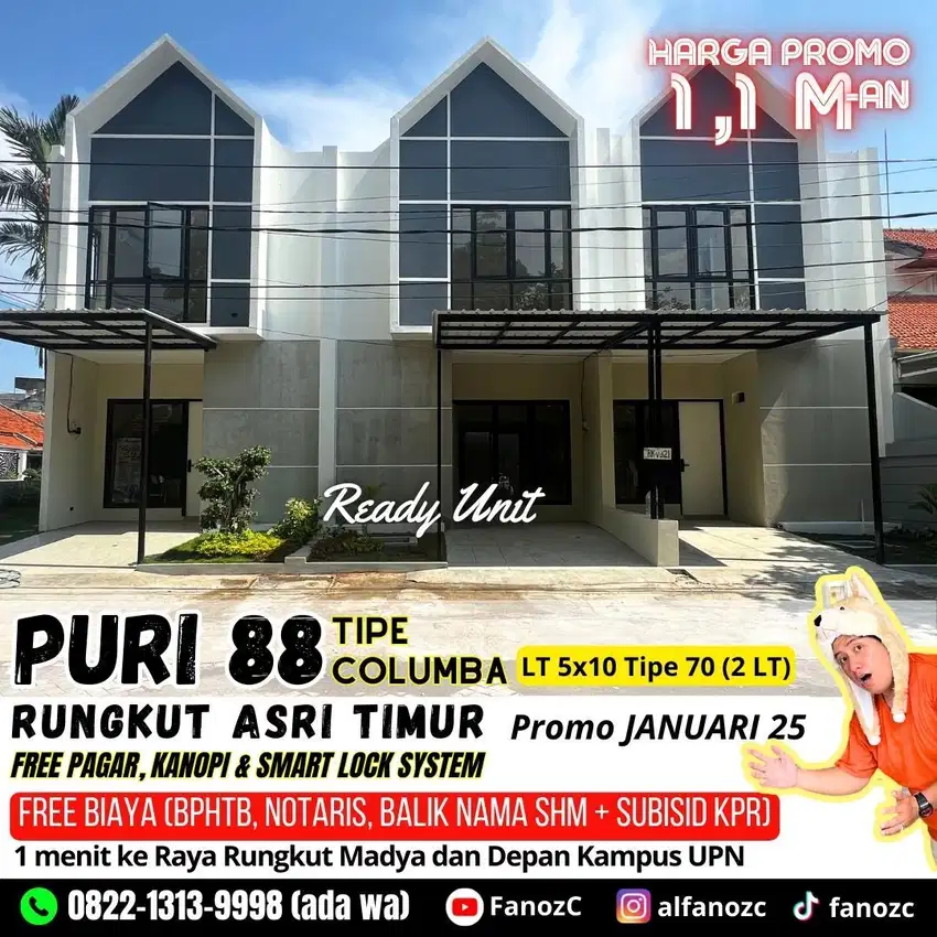 jual rumah surabaya, puri 88 rungkut asri timur, rumah surabaya timur