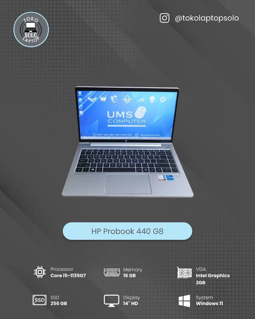 HP PROBOOK 440 G8 INTEL CORE i5-1135G7 RAM 16GB SSD 256GB FULLSET