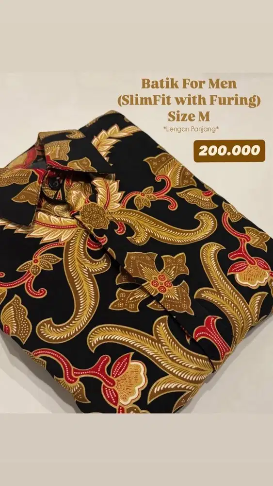 Batik Slim Fit Lengan Panjang for Men with Furing (Size M)