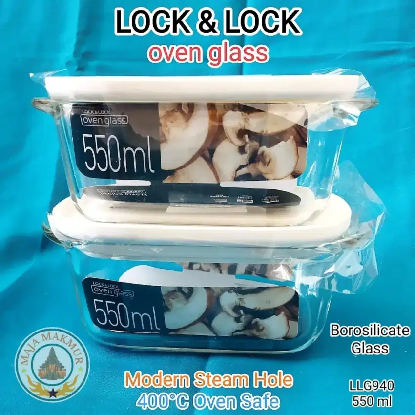 LOCK & LOCK Oven Glass LLG940 – Wadah panas 550ml (1 Set Isi 2 Pcs)