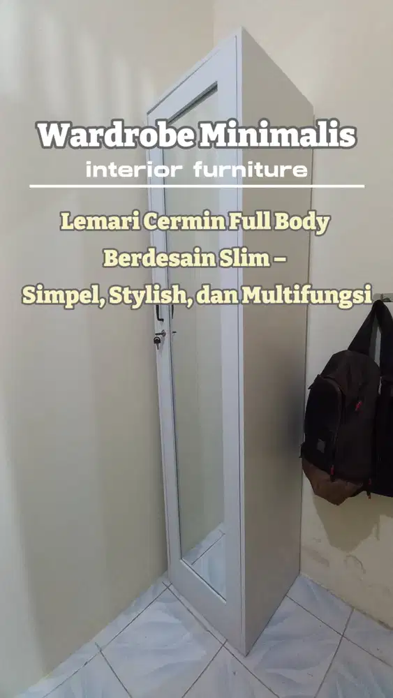 LEMARI KACA SLIM MINIMALIS/LEMARI KACA FULL BODY