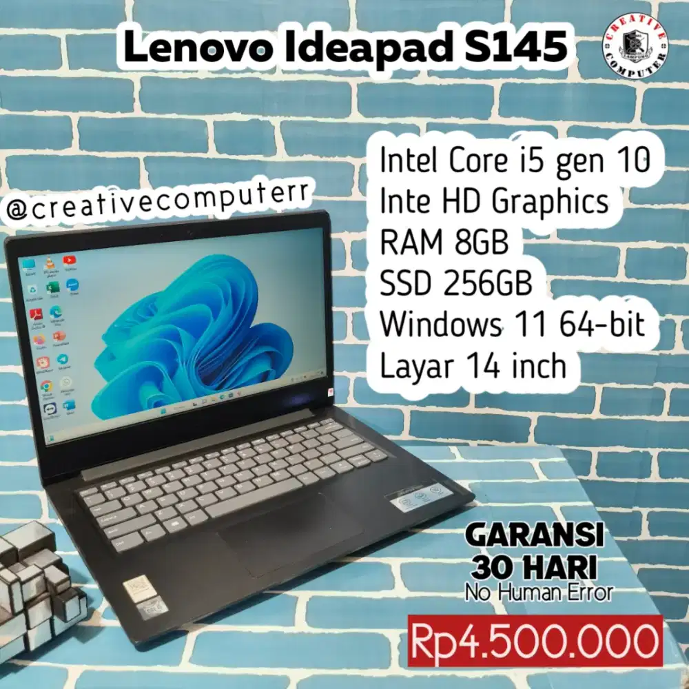 Lenovo S145, core i5 gen 10, RAM 8GB, SSD 256GB