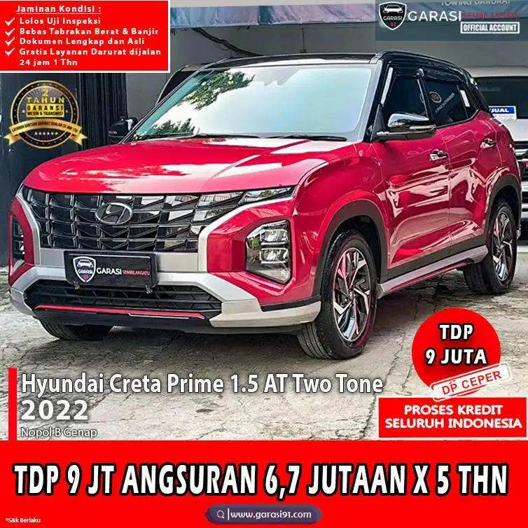 TDP 9 juta Hyundai Creta prime AT 2022 two tone kilometer rendah
