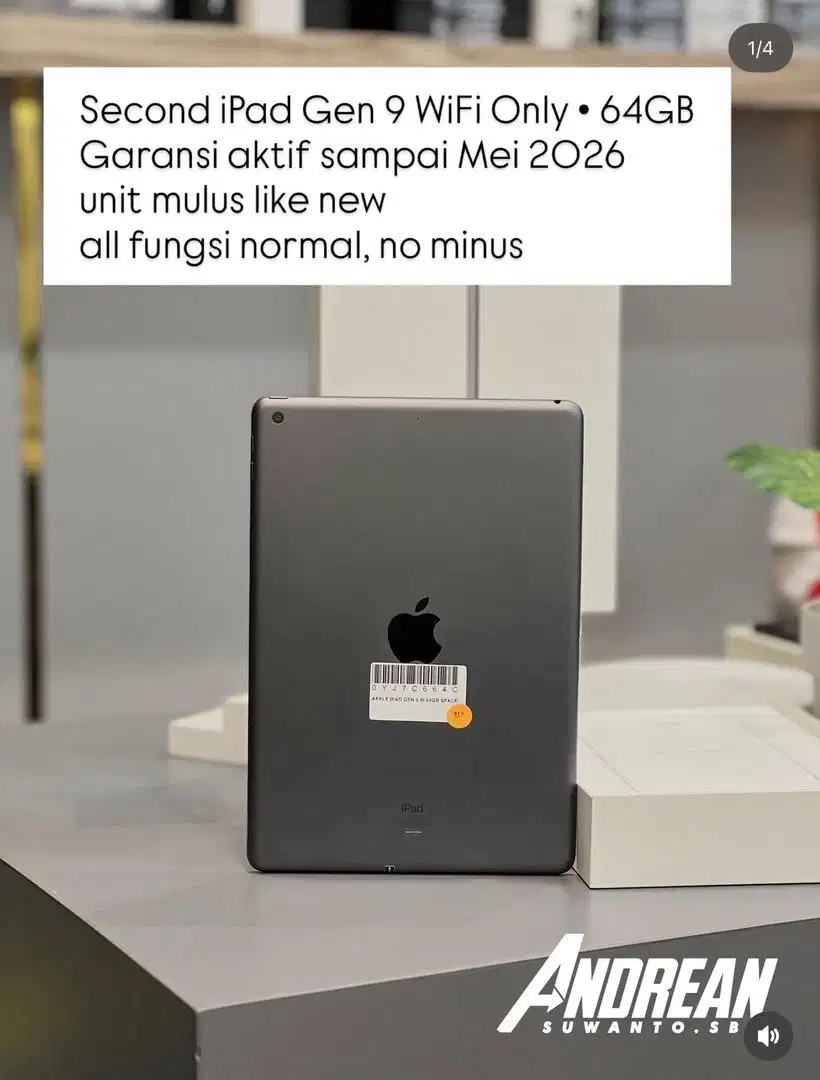 Second iPad Gen 9 • WiFi only • 64GB