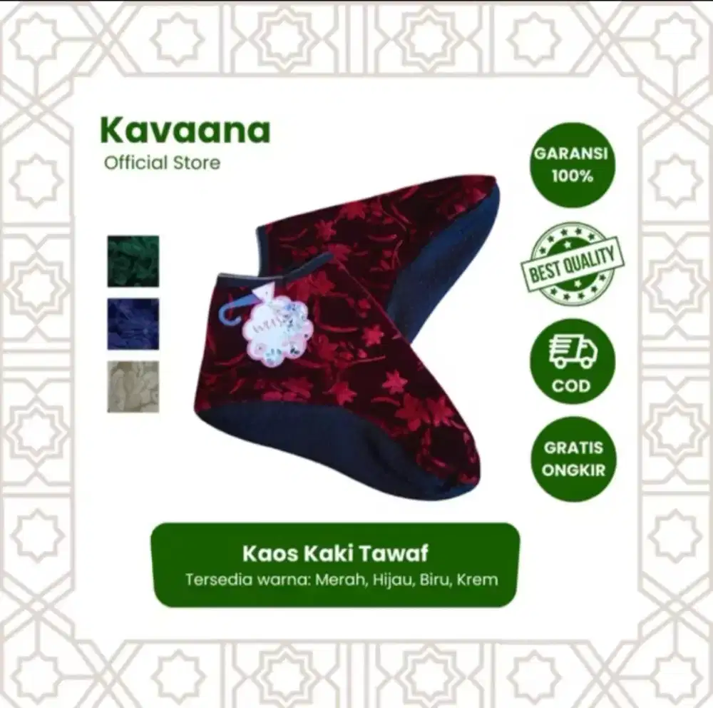 Kaos Kaki Umroh Tawaf Wanita Anti Slip Licin Asli Kavaana