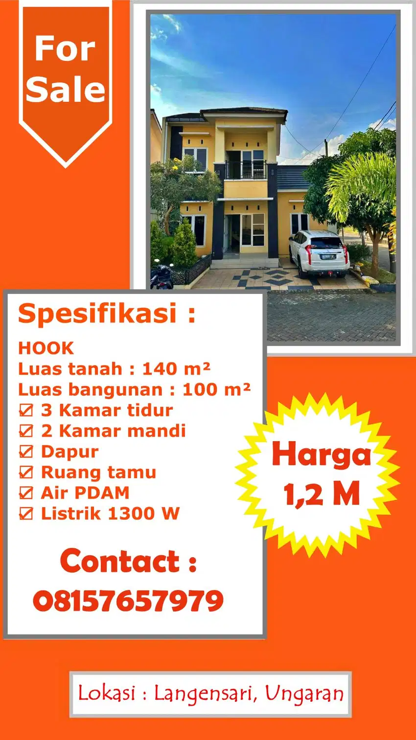 Jual Cepat BU Rumah HOOK 2LT Ungaran Village