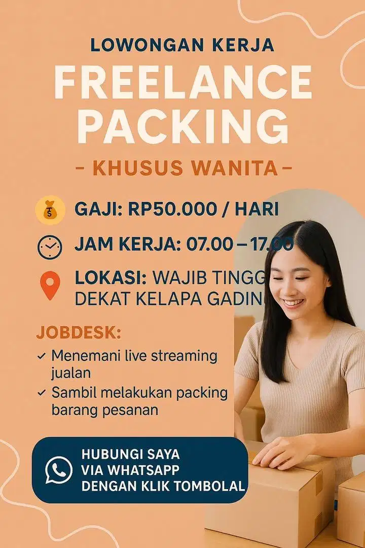 Lowongan FREELANCE HARIAN packing online shop