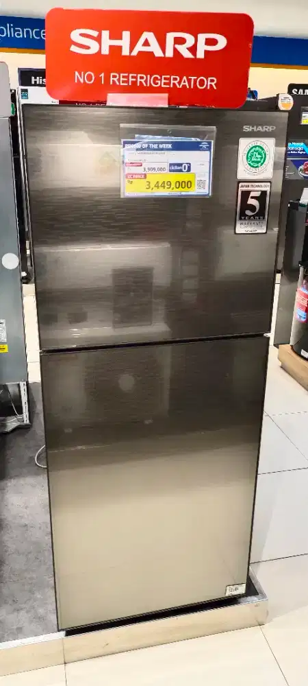 (Promo) Kulkas Sharp 2 Pintu 205L Silver (Kredit Tanpa DP)