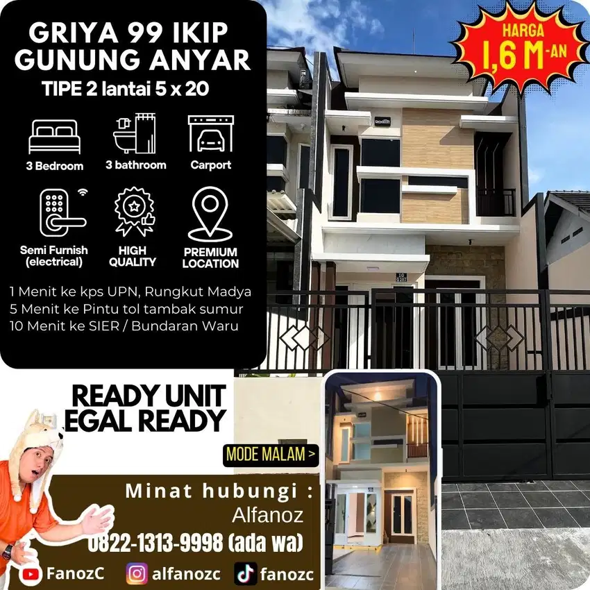rumah gunung anyar, jual rumah surabaya, rumah 2 lantai surabaya