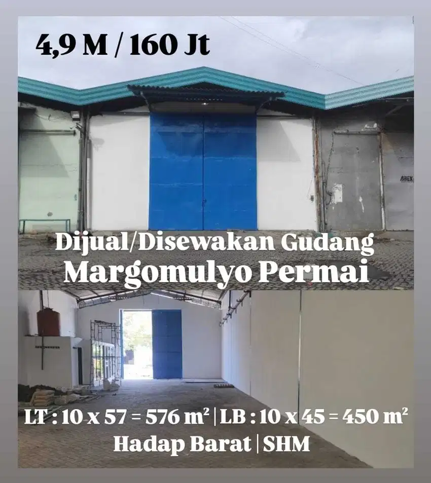 Disewakan gudang margomulyo permai