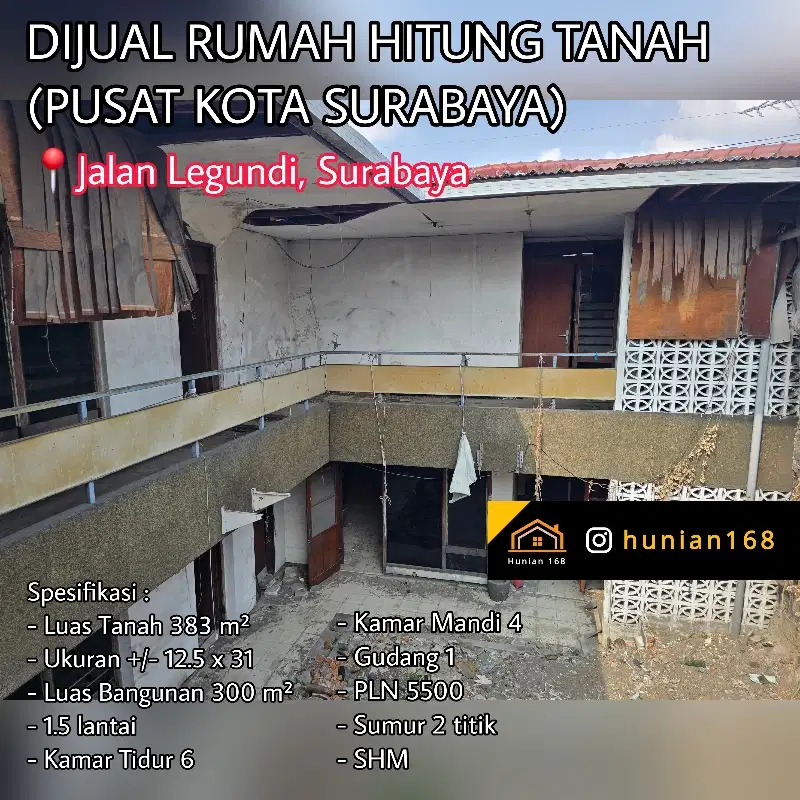 Rumah Hitung Tanah Jalan Raya Legundi Grand City Ambengan Surabaya