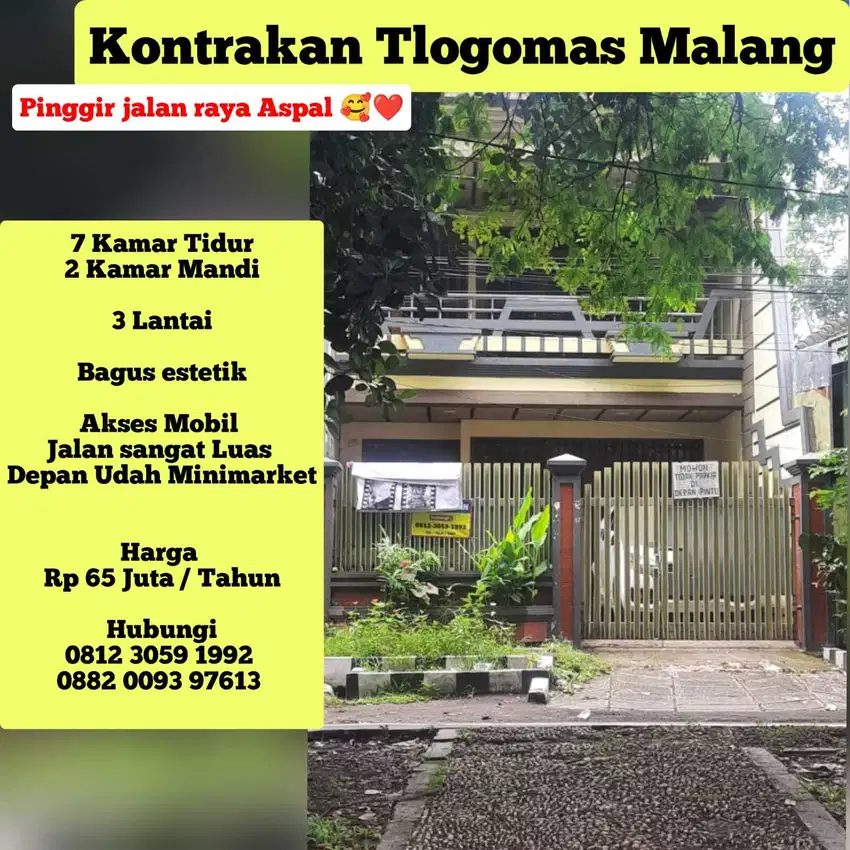 DISEWAKAN RUMAH KOSAN TLOGOMAS MALANG