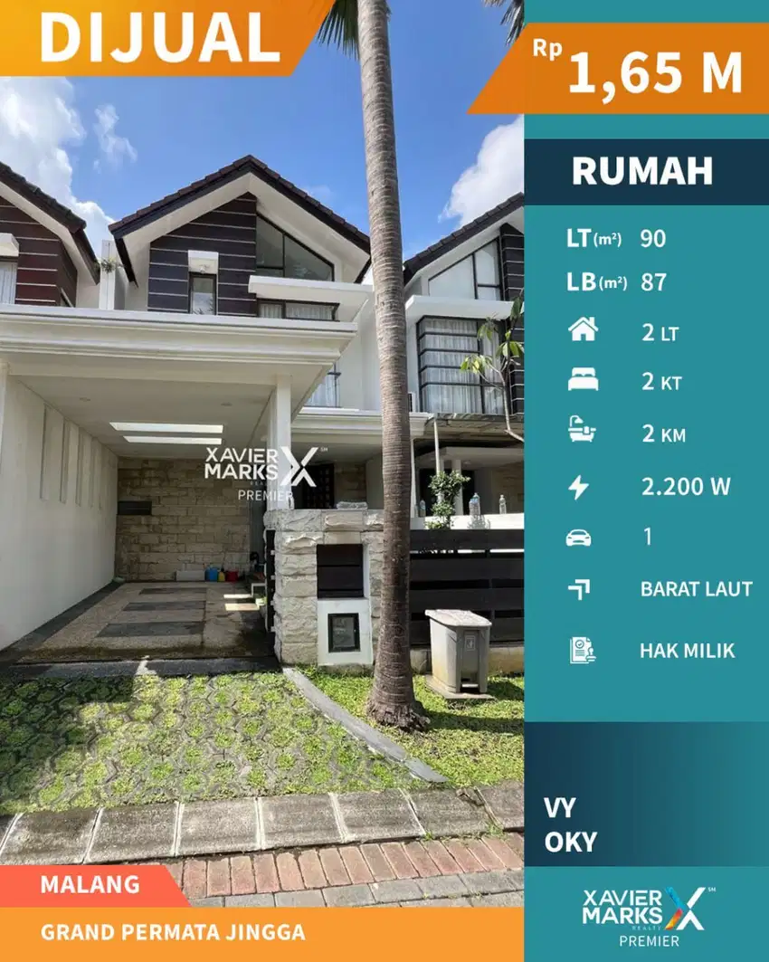 Rumah Cantik Modern Di Grand Permata Jingga Sawojajar Malang(OLX663)