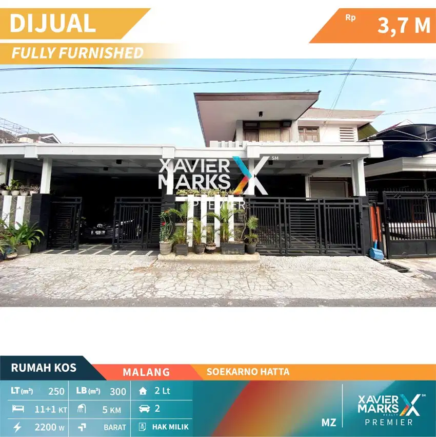 Dijual Rumah Kos Furnish Selangkah ke UB di Lowokwaru Malang