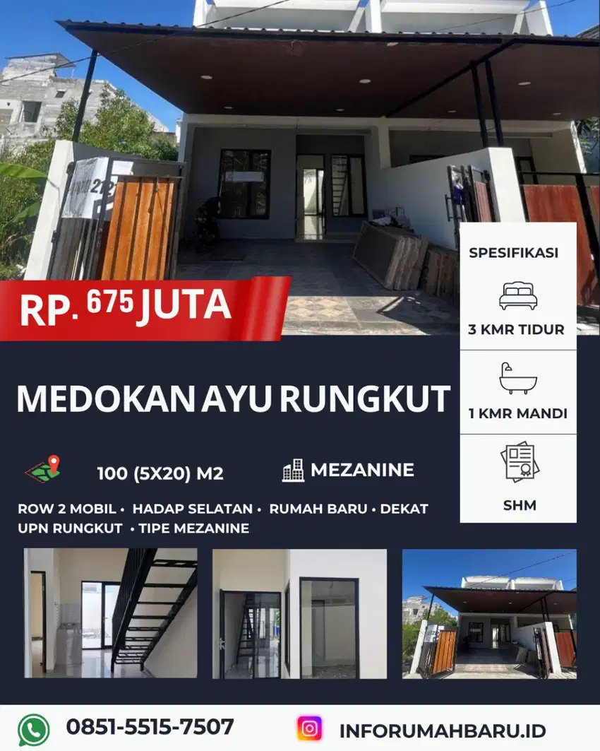 Rumah Baru Dekat UPN Rungkut ‼️ Tipe Mezanine Medokan Ayu