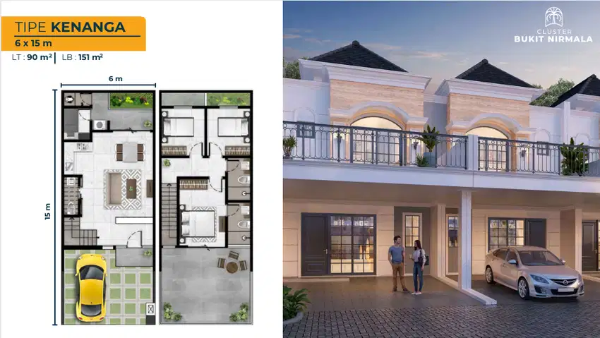 DIJUAL RUMAH BUKIT NIRMALA PIK2 TIPE KENANGA UK 6X15 2LT BEBAS BANJIR
