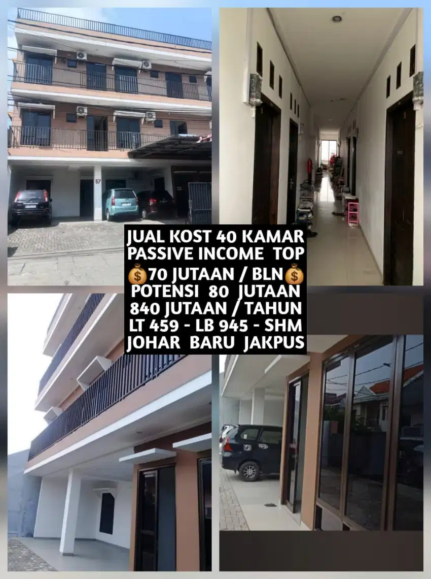 JUAL KOST KOSAN KOSTAN 40 KAMAR DI JOHAR BARU JAKARTA PUSAT