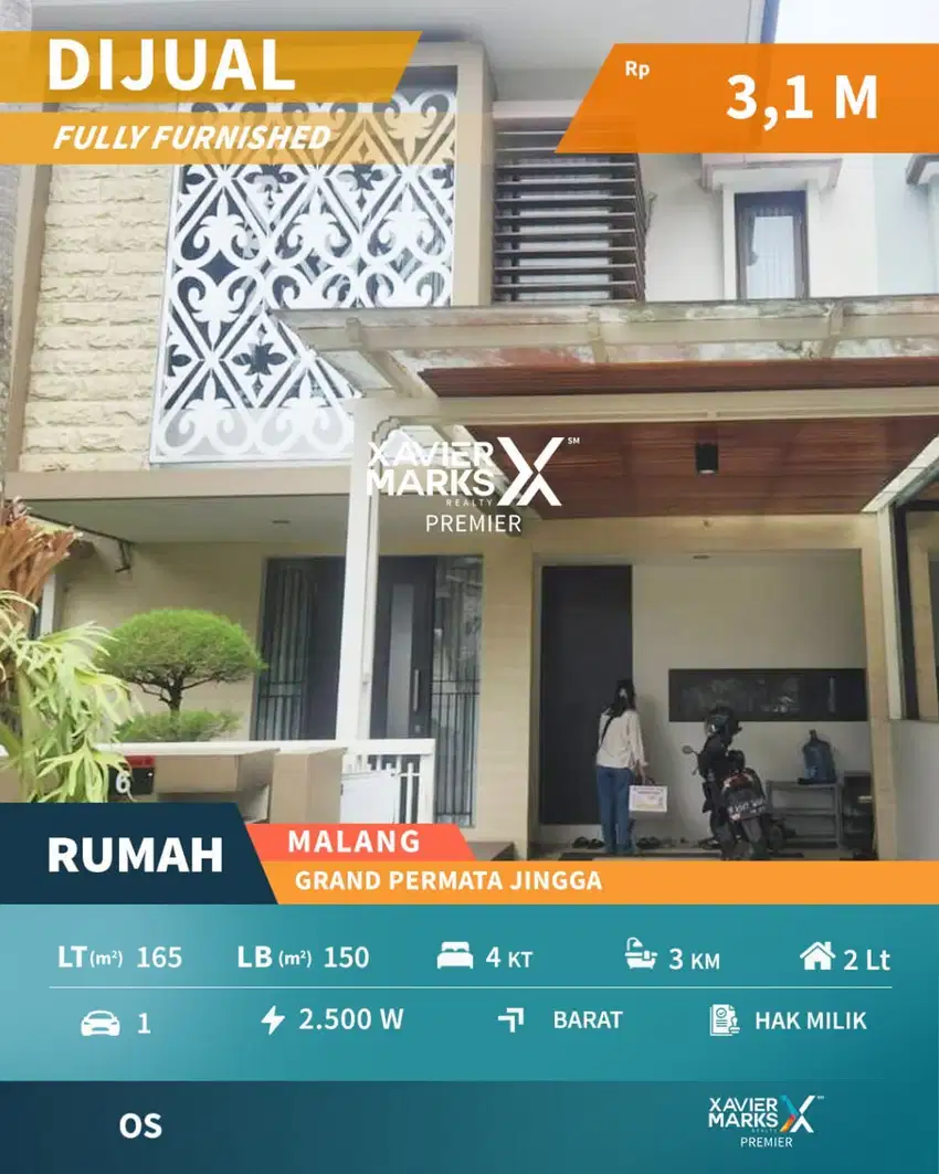 Rumah 2 Lt Dekat Tol Bandara di Grand Permata Jingga Sawojajar Malang