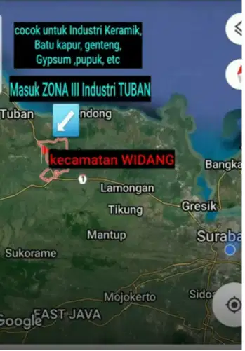 Dijual Murah Tanah zona industri jl. Nasional  Kec. Widang tuban