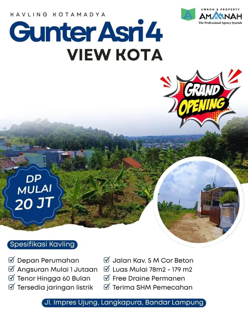TANAH KAVLING MURAH GUNUNG TERANG HARGA PROMO UNTUK 5 UNIT PERTAMA