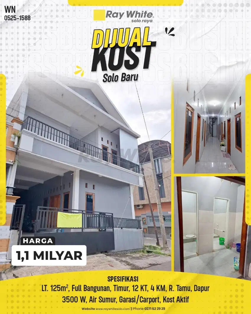 Dijual Kost Aktif 2 Lantai Di Solobaru Dekat Mall Dan Kawasan Bisnis