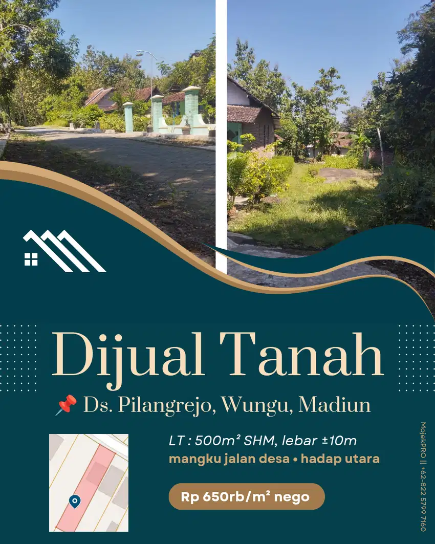 Jual Tanah 500m² di Pilangrejo, Wungu dekat Perumahan Setinggil