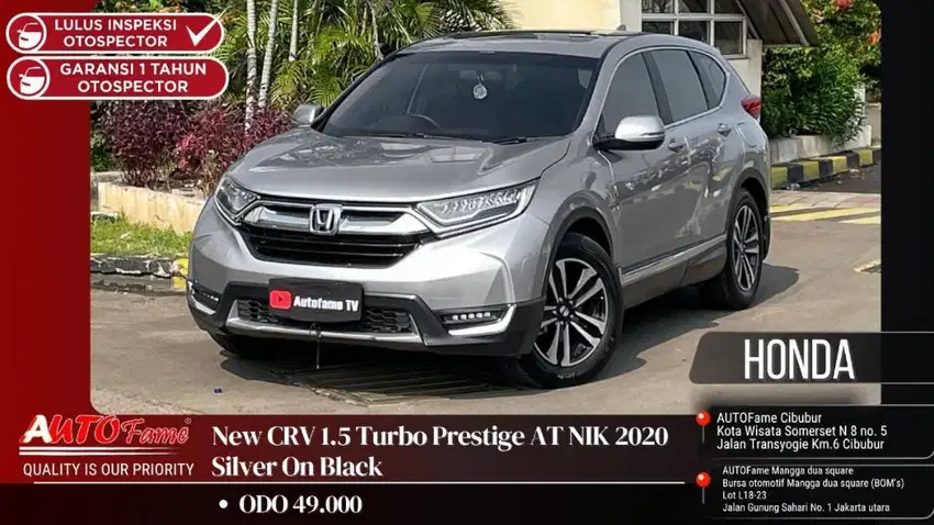 Honda New CRV 1.5 Turbo Prestige AT NIK 2020 Silver On Black