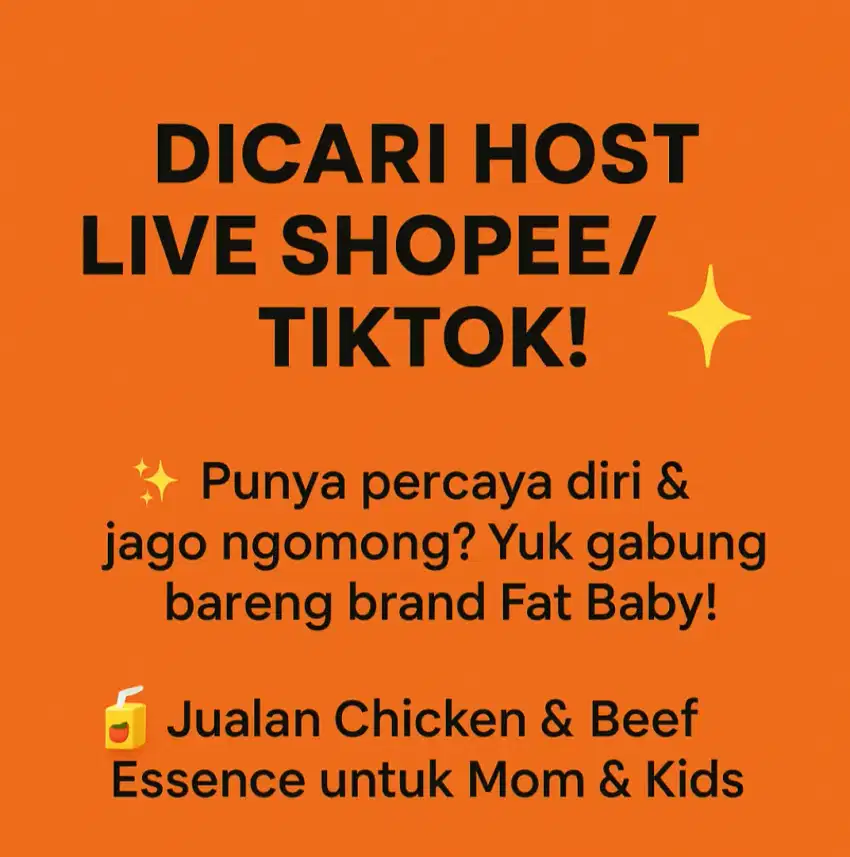 Dibutuhkan LIVE HOST PENGALAMAN!