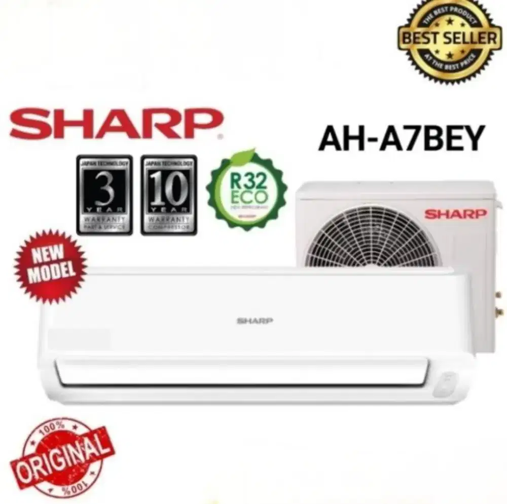 PROMO AC SHARP 3/4PK TERBARU GARANSI RESMI 10 TAHUN AH-A7BEY MURAAH
