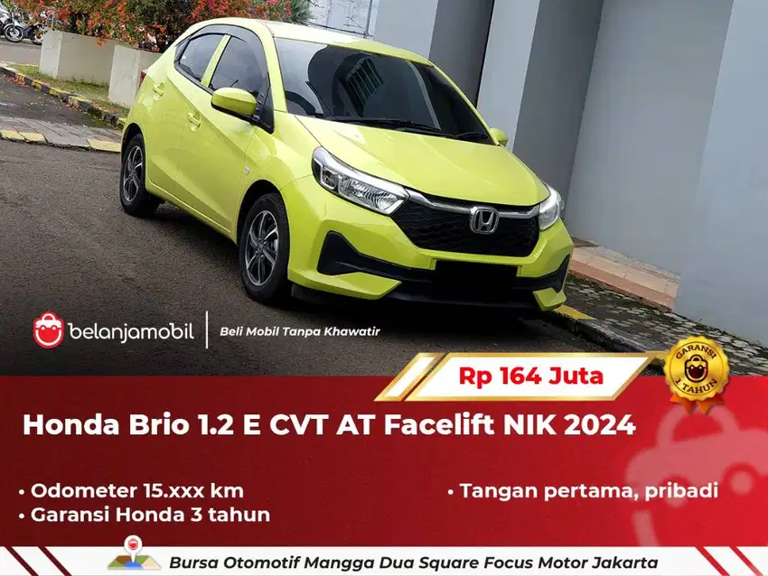 [ BERGARANSI ] Honda Brio 1.2 E CVT AT Facelift Kuning 2024/2025