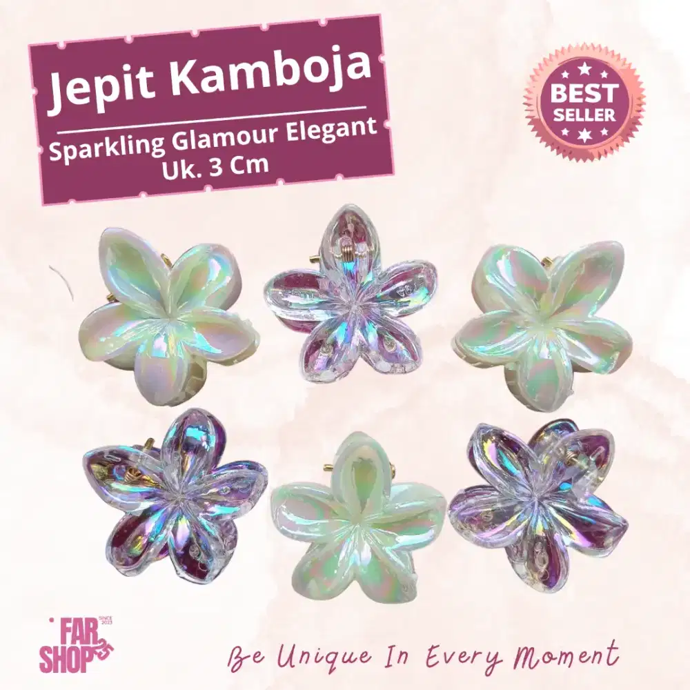 Jepit Kamboja Mini 3 cm glossy sparkling shimmer Elegan glamour