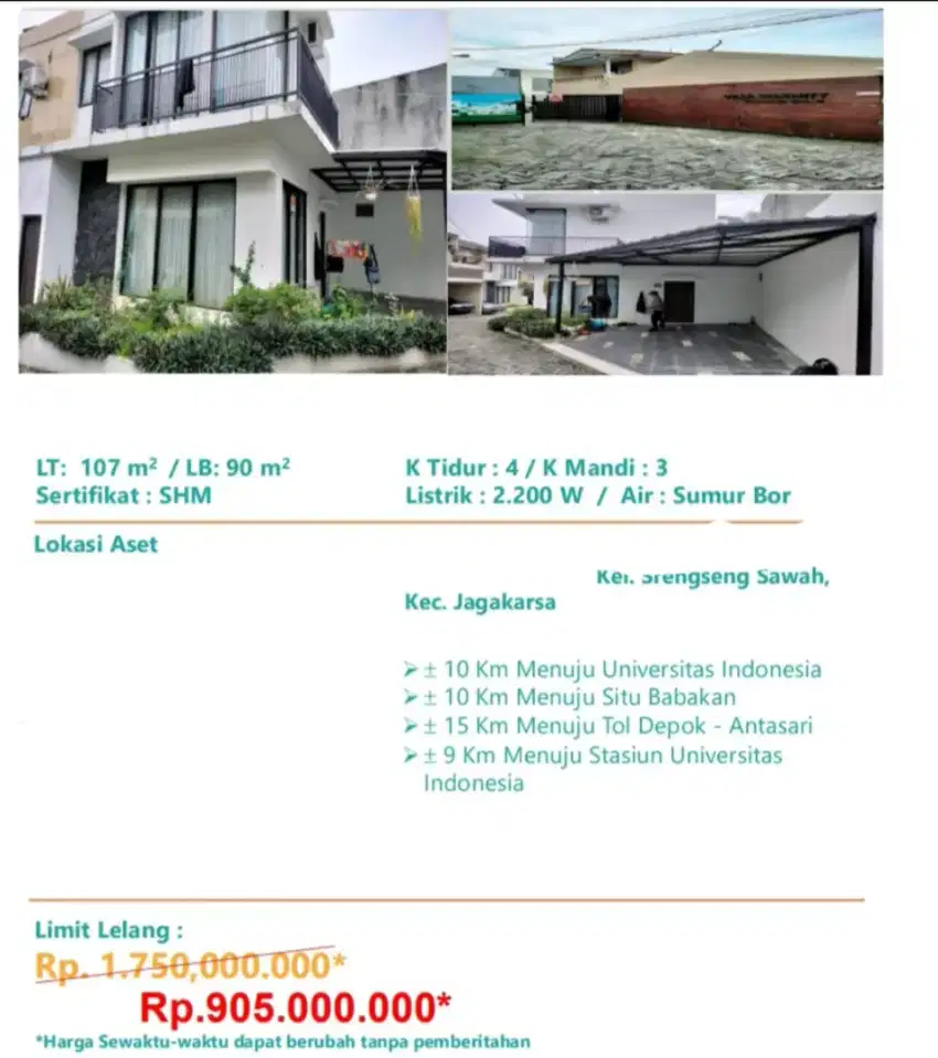Dijual Rumah Srengseh Sawah Jagakarsa