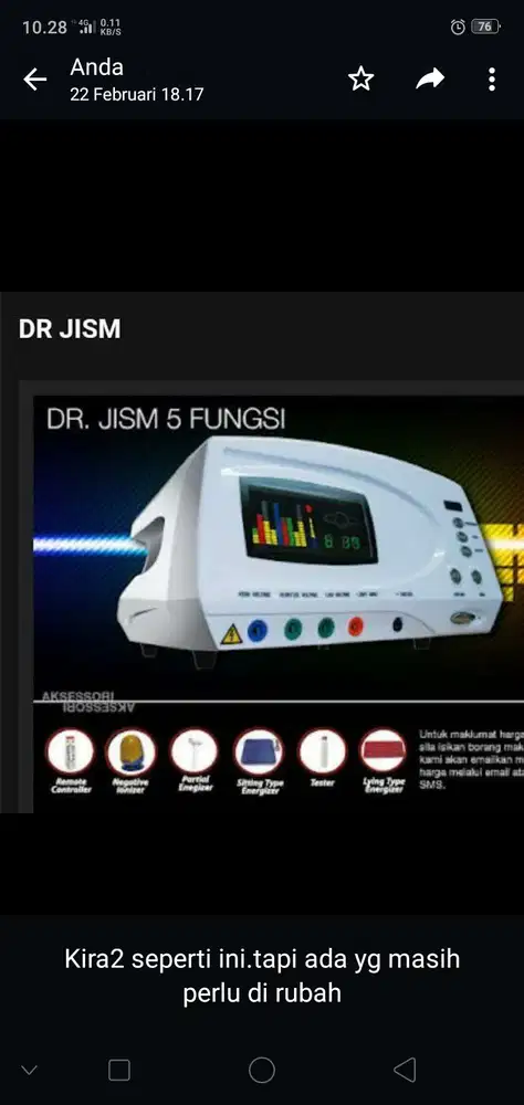 Mesin terapi Medan elektrostatik Dr Jism
