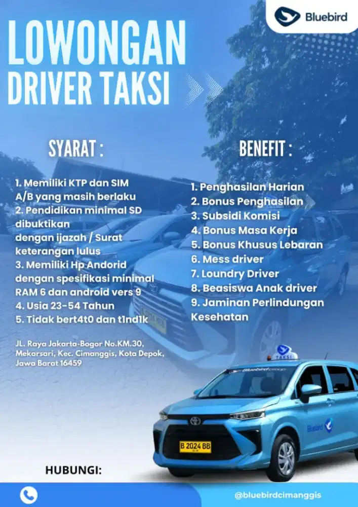 Loker Driver Taxi Blubird