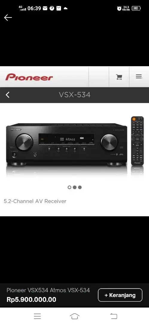 Amplifier Pioneer VSX 534 Dolby Atmos