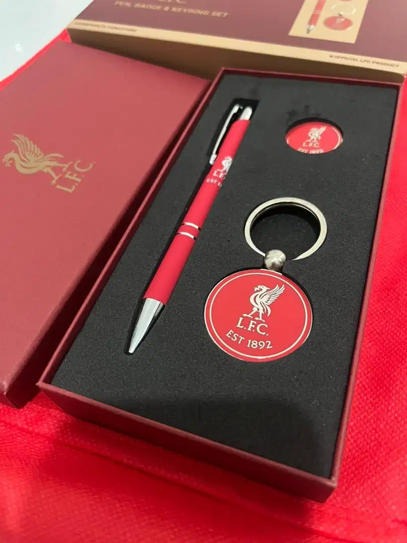 Liverpool FC Badge,Keyring&Pen Set - Official LFC Accessories