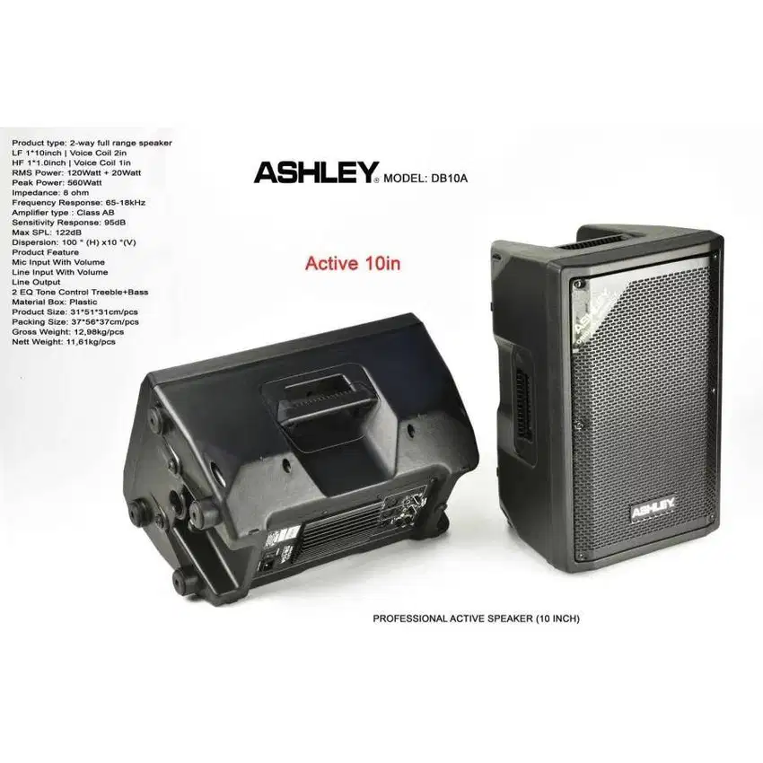 New Speaker Monitor Aktif 140 watt 10 Inch ASHLEY DB10A 1 Box Original