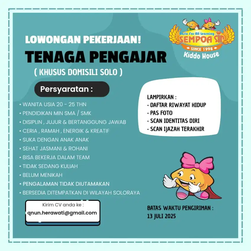 dibutuhkan asisten pengajar sempoa