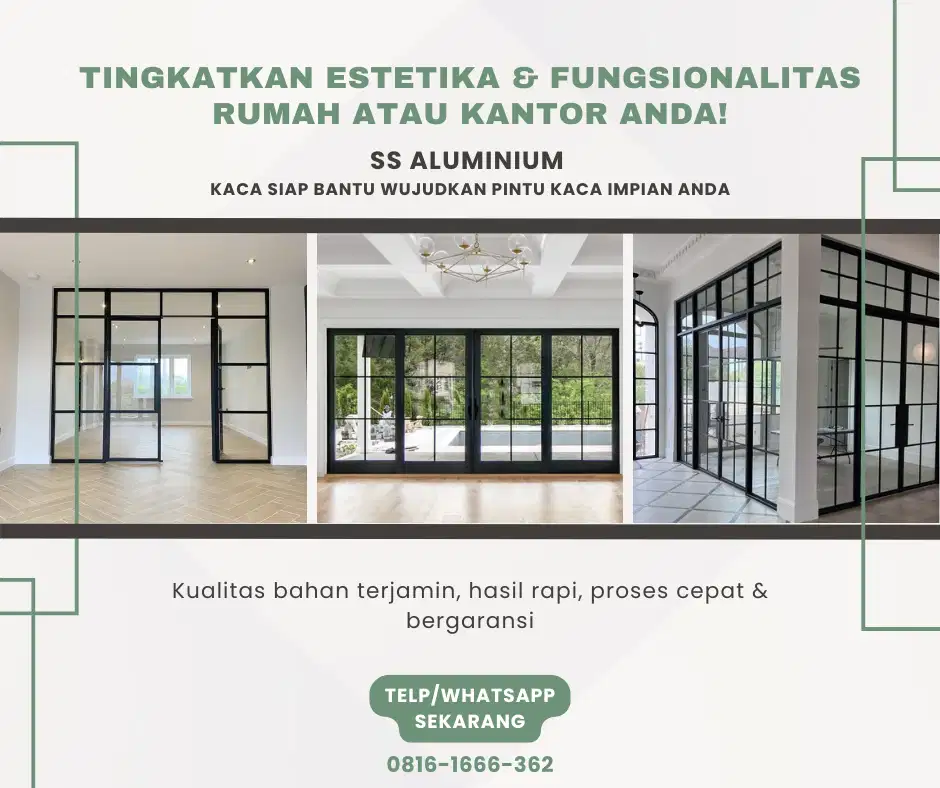 Pintu Kaca Aluminium Swing, Sliding & Lipat – SS Aluminium Kaca Tanger