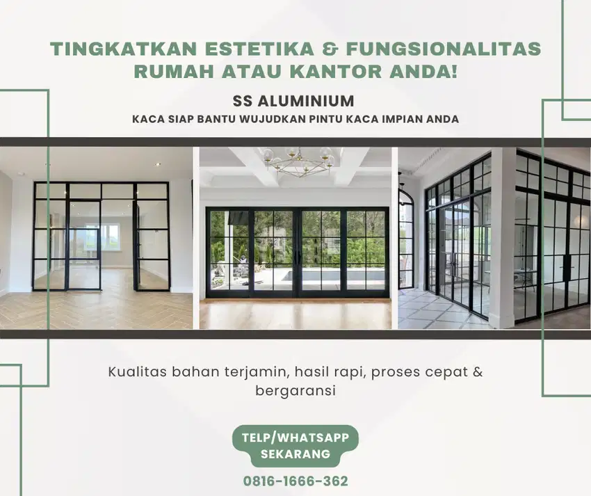 Pintu Aluminium Kaca Terbaik – Model Swing, Sliding & Lipat
