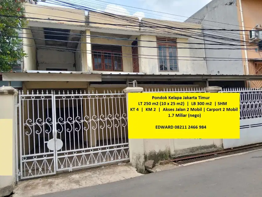 Rumah Murah Bawah Pasar Luas Jarang Ada! Pondok Kelapa Jakarta Timur