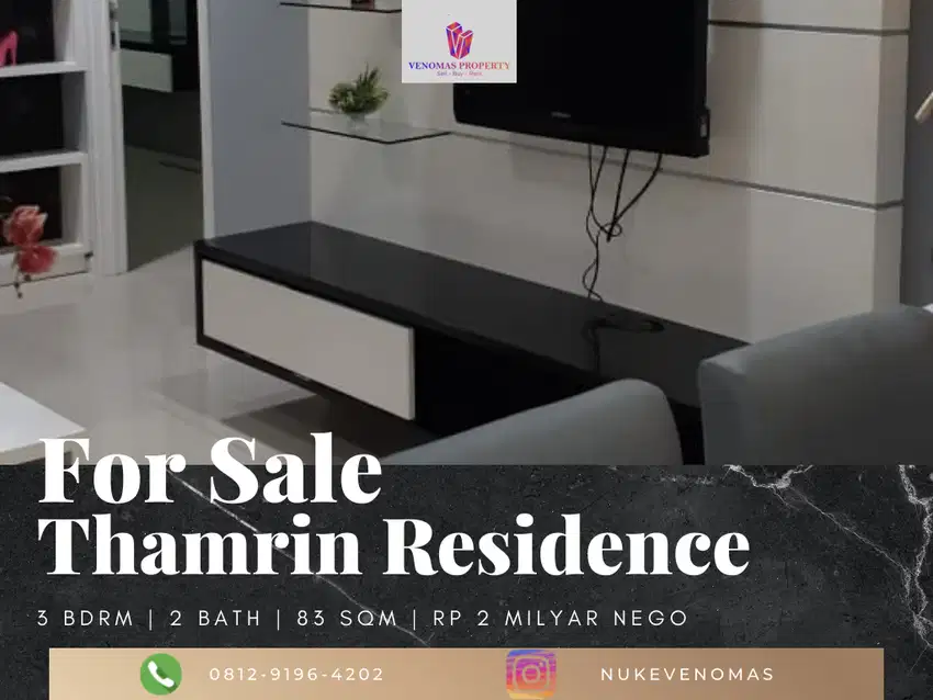 Dijual Apartemen Thamrin Residence City Home 2BR+1 Furnished View GI