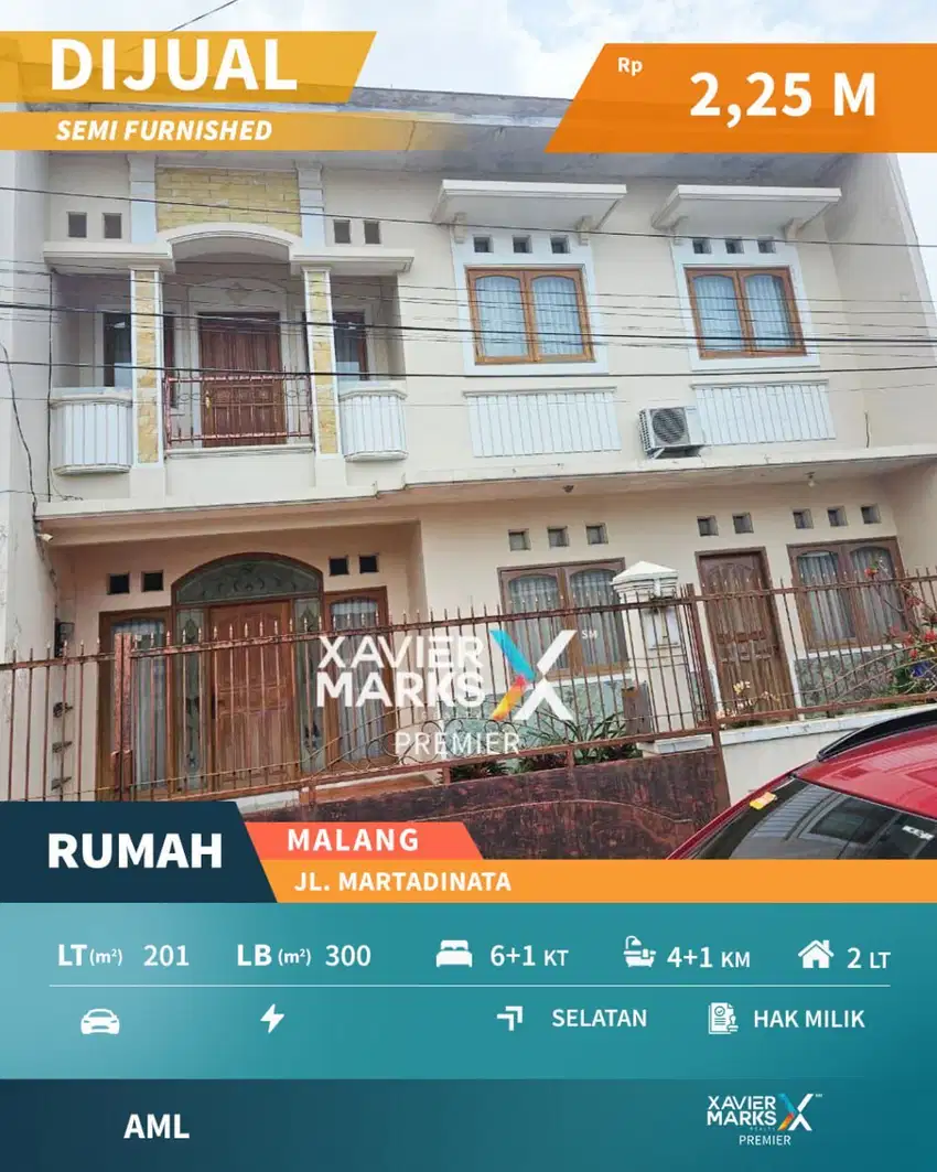 Dijual Rumah Semi Furnish Bangunan Terawat di Jl Martadinata Malang