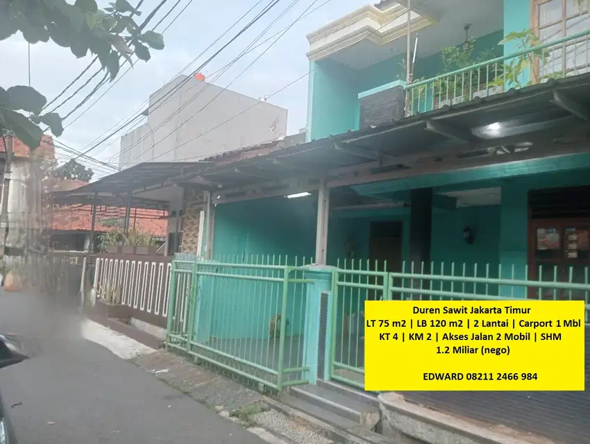 Rumah Harga Miring Strategis Nyaman! Duren Sawit Jakarta Timur