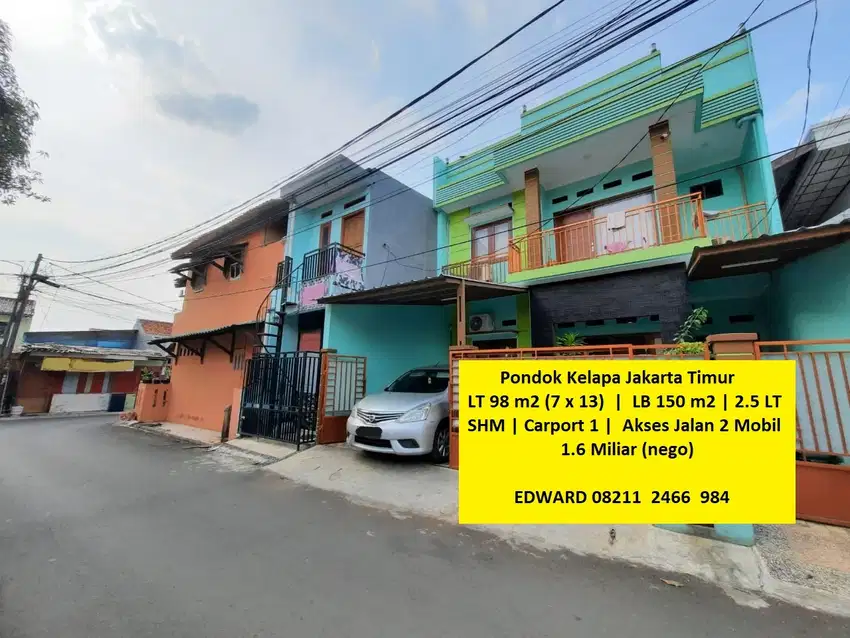 Harga Terjangkau Letak Strategis Nyaman! Pondok Kelapa Jakarta Timur