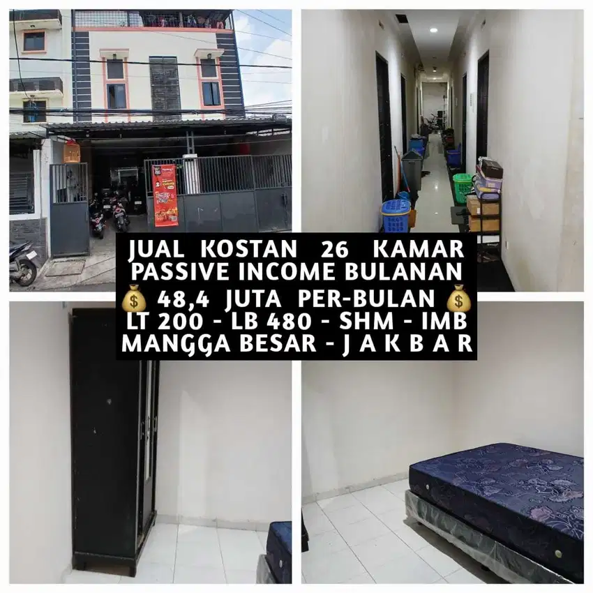 JUAL KOST KOSAN KOSTAN 26 KAMAR DI MANGGA BESAR TAMAN SARI JAKBAR