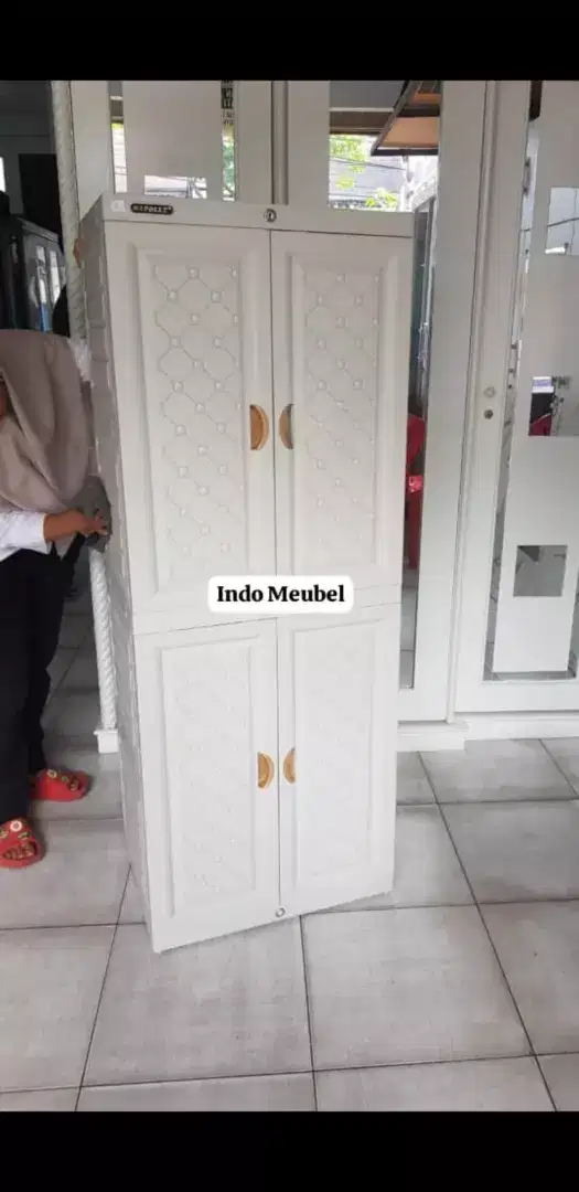 Lemari pakaian plastik napolly full kunci 4 rak new modern