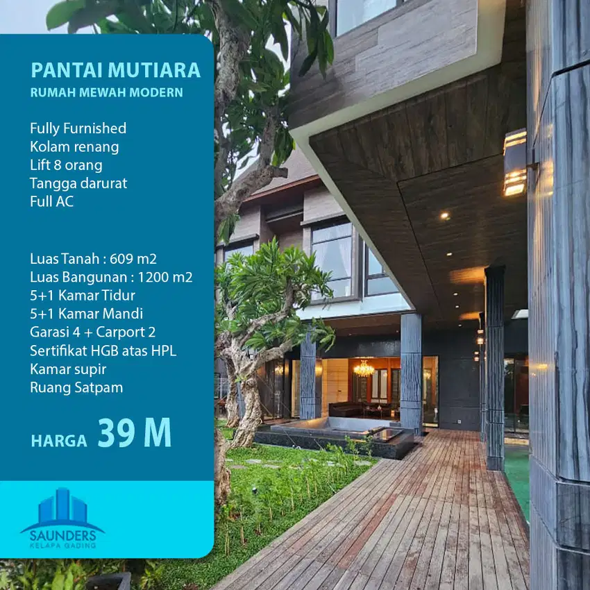 Rumah Mewah Pantai Mutiara dengan Lift dan Kolam Renang Jakarta Utara