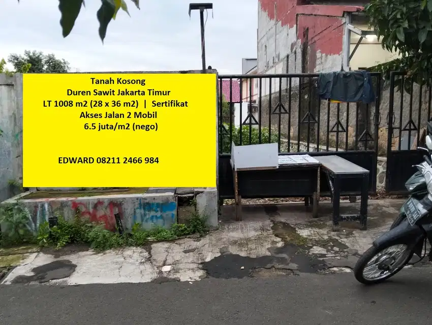 Tanah Kosong Luas Murah BU Jarang Ada! Duren Sawit Jakarta Timur