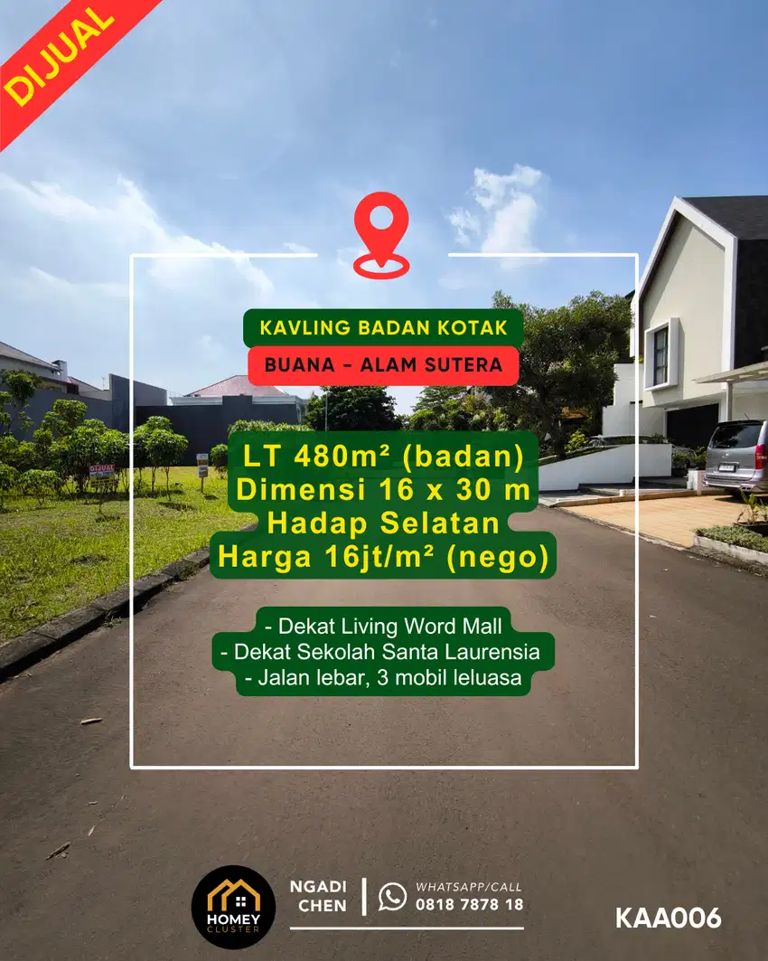 Kavling Badan 480m² Buana dekat Living World Alam Sutera